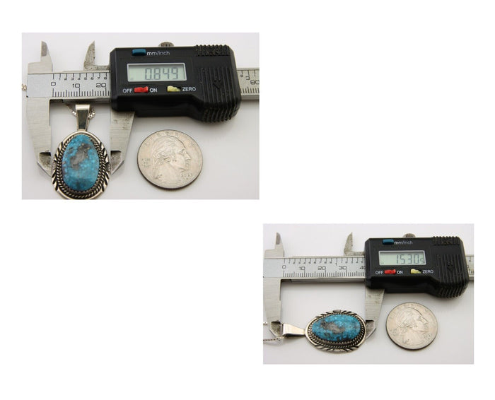 Navajo Necklace 925 Silver Spiderweb Turquoise Artist Signed Loretta Begay C.80s
