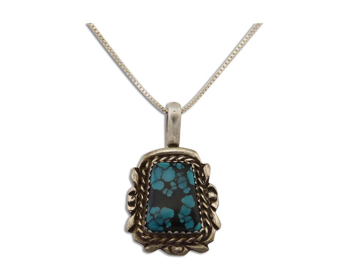 Navajo Necklace 925 Silver Turquoise Artist Signed Billy Eagle C.80's