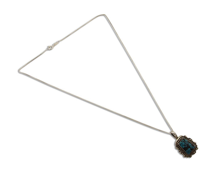 Navajo Necklace 925 Silver Turquoise Artist Signed Billy Eagle C.80's