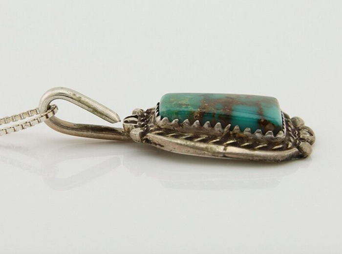 Navajo Necklace 925 Silver Turquoise Artist Signed Billy Eagle C.80's