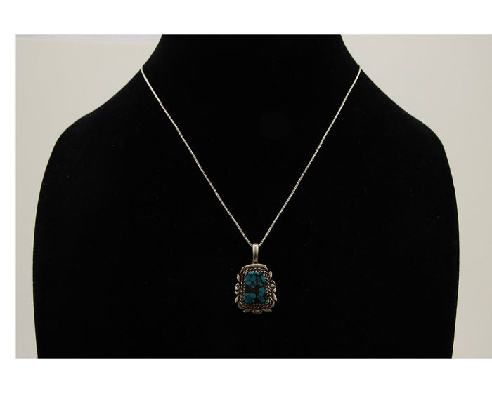 Navajo Necklace 925 Silver Turquoise Artist Signed Billy Eagle C.80's