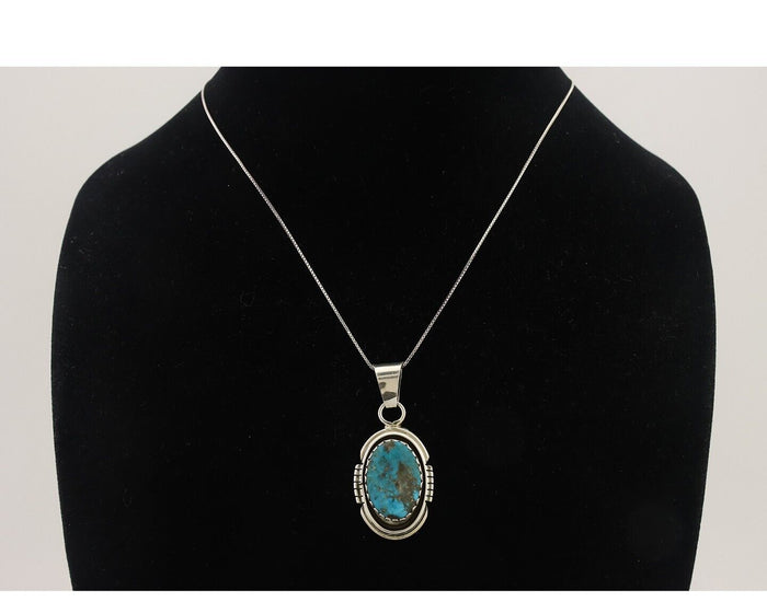 Navajo Necklace 925 Silver Turquoise Native American Artist C.80's