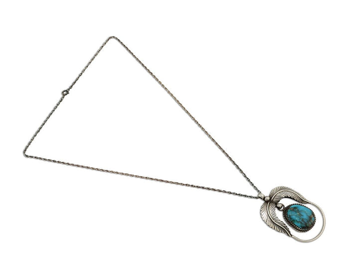 Navajo Necklace 925 Silver Turquoise Native American Artist Signed C.90's