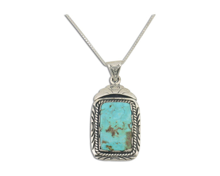 Navajo Necklace 925 Silver Turquoise Native Artist Signed Sunset C.80's
