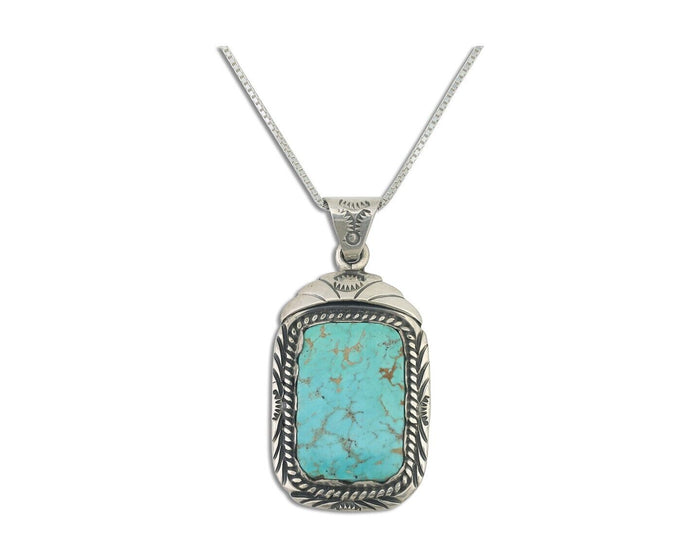 Navajo Necklace 925 Silver Turquoise Native Artist Signed Sunset C.80's