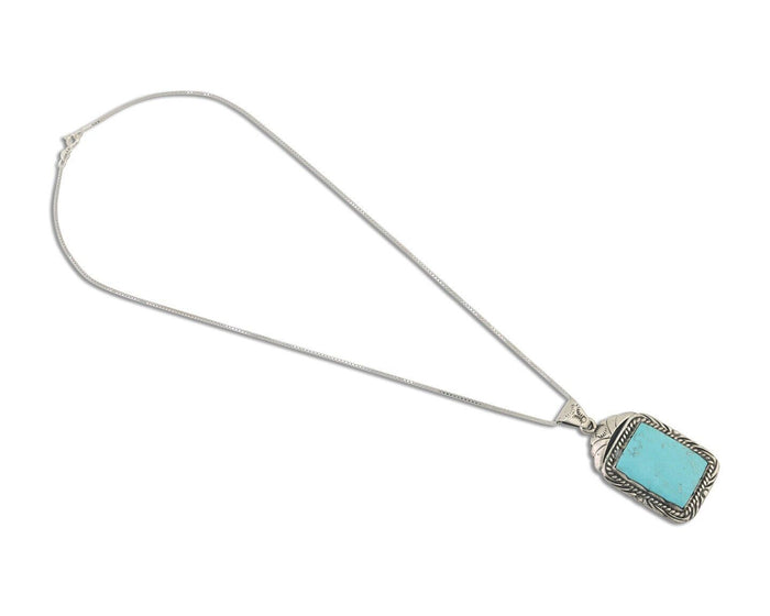 Navajo Necklace 925 Silver Turquoise Native Artist Signed Sunset C.80's