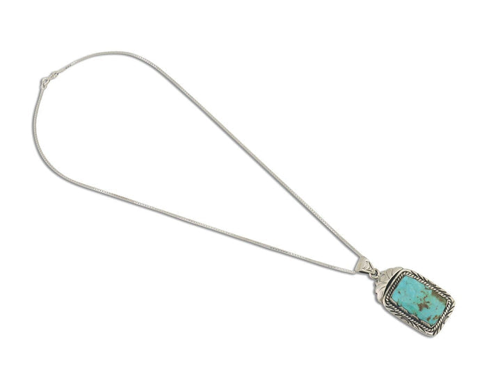 Navajo Necklace 925 Silver Turquoise Native Artist Signed Sunset C.80's