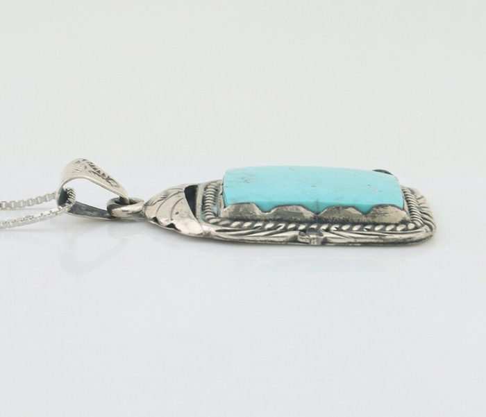 Navajo Necklace 925 Silver Turquoise Native Artist Signed Sunset C.80's