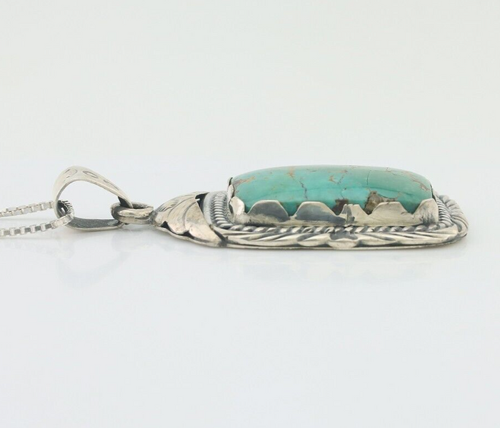 Navajo Necklace 925 Silver Turquoise Native Artist Signed Sunset C.80's