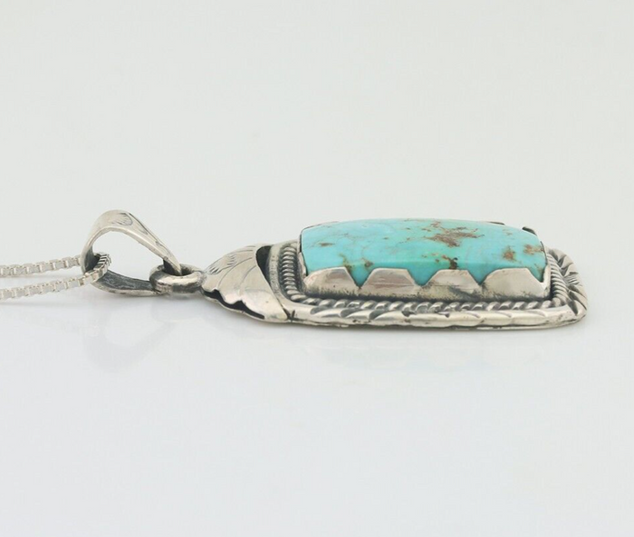 Navajo Necklace 925 Silver Turquoise Native Artist Signed Sunset C.80's