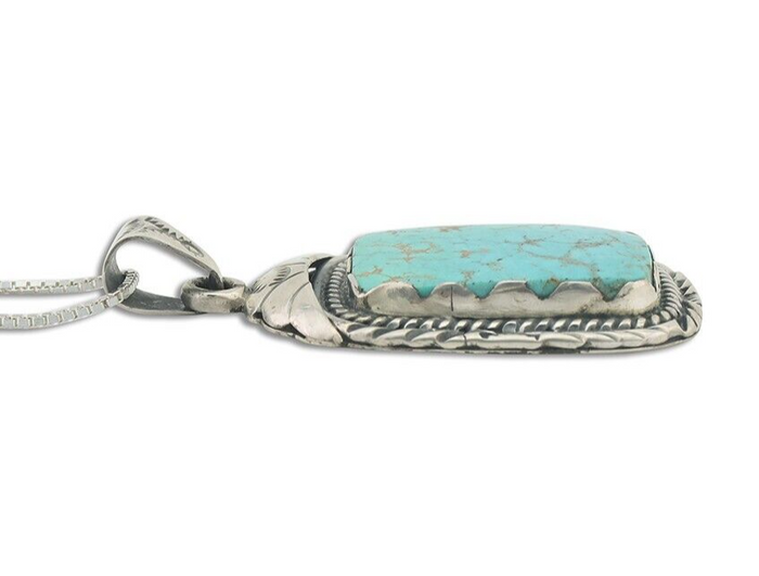 Navajo Necklace 925 Silver Turquoise Native Artist Signed Sunset C.80's