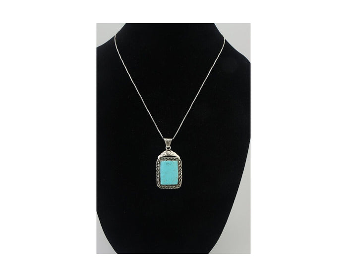 Navajo Necklace 925 Silver Turquoise Native Artist Signed Sunset C.80's
