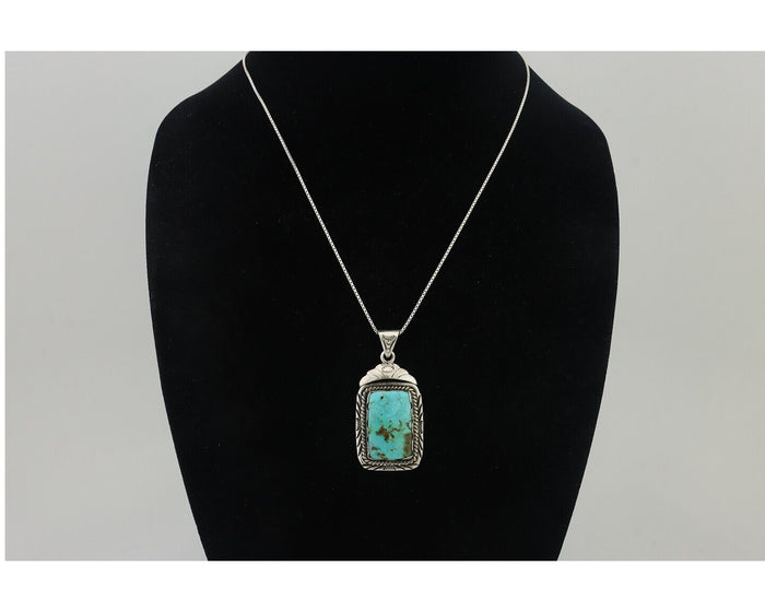 Navajo Necklace 925 Silver Turquoise Native Artist Signed Sunset C.80's