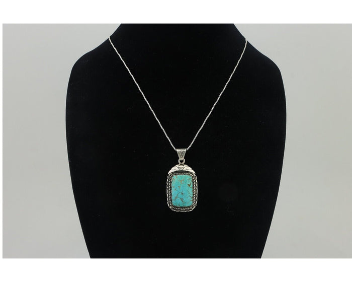 Navajo Necklace 925 Silver Turquoise Native Artist Signed Sunset C.80's