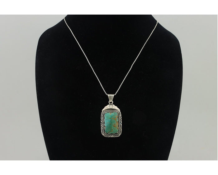 Navajo Necklace 925 Silver Turquoise Native Artist Signed Sunset C.80's