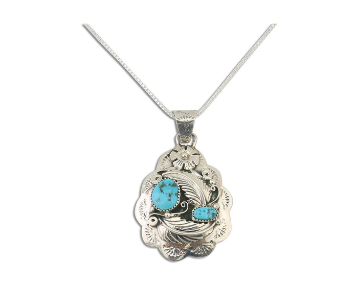 Navajo Necklace 925 Silver Turquoise Native Artist Signed Wilbert Benally C.80s