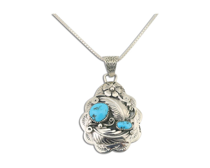 Navajo Necklace 925 Silver Turquoise Native Artist Signed Wilbert Benally C.80s