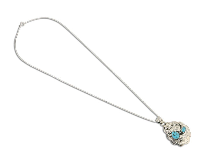 Navajo Necklace 925 Silver Turquoise Native Artist Signed Wilbert Benally C.80s