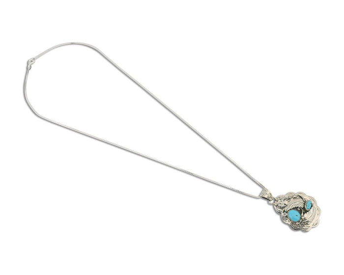 Navajo Necklace 925 Silver Turquoise Native Artist Signed Wilbert Benally C.80s