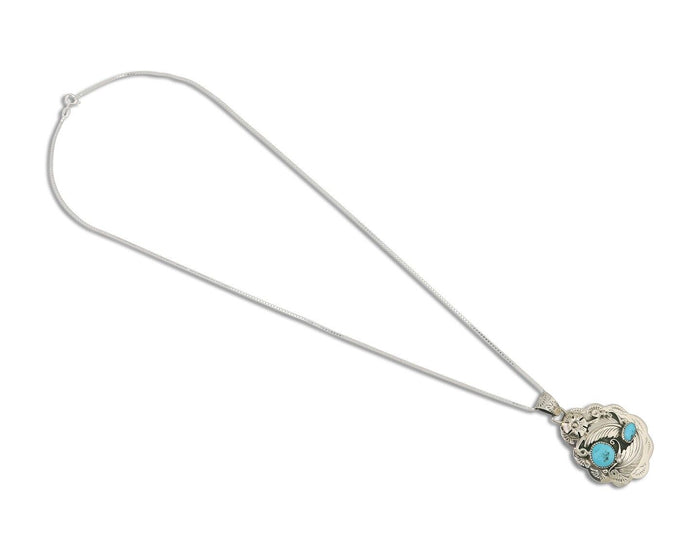 Navajo Necklace 925 Silver Turquoise Native Artist Signed Wilbert Benally C.80s
