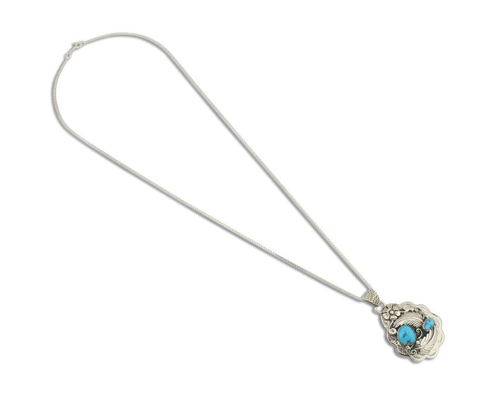 Navajo Necklace 925 Silver Turquoise Native Artist Signed Wilbert Benally C.80s