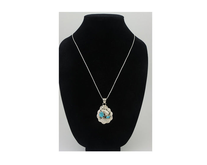 Navajo Necklace 925 Silver Turquoise Native Artist Signed Wilbert Benally C.80s