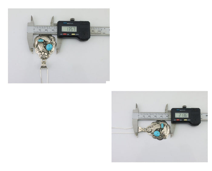 Navajo Necklace 925 Silver Turquoise Native Artist Signed Wilbert Benally C.80s