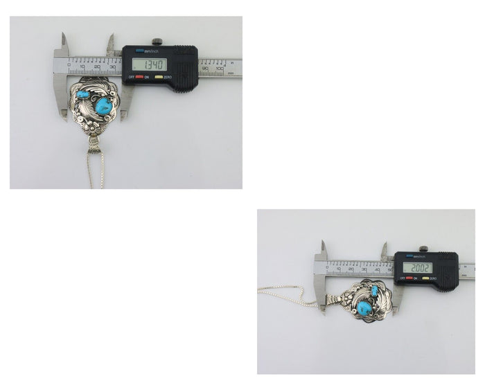 Navajo Necklace 925 Silver Turquoise Native Artist Signed Wilbert Benally C.80s
