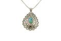 Navajo Necklace Pendant 925 Silver Morenci Turquoise Signed P C.80's
