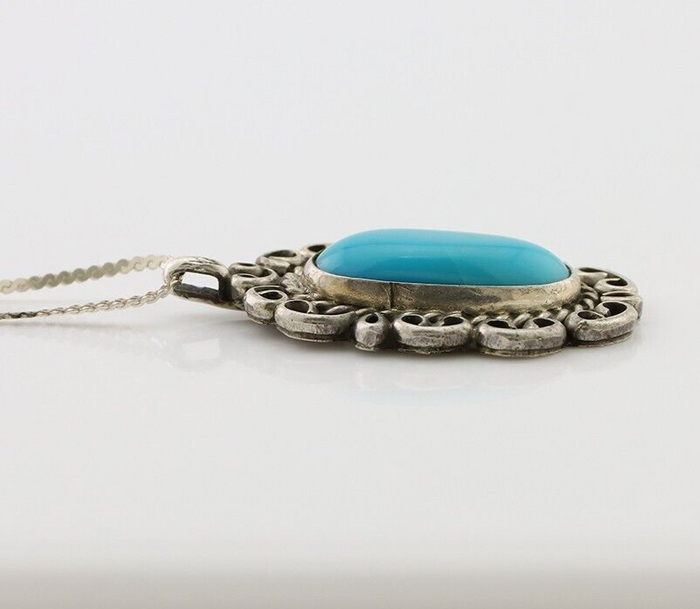 Navajo Necklace Pendant 925 Silver Turquoise Artist Wayne Etsitty C.80's