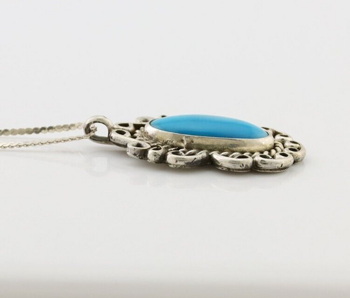 Navajo Necklace Pendant 925 Silver Turquoise Artist Wayne Etsitty C.80's
