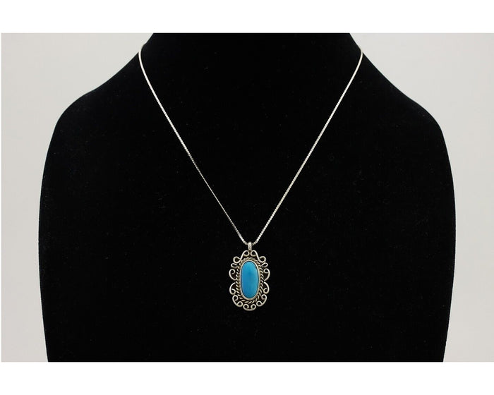 Navajo Necklace Pendant 925 Silver Turquoise Artist Wayne Etsitty C.80's