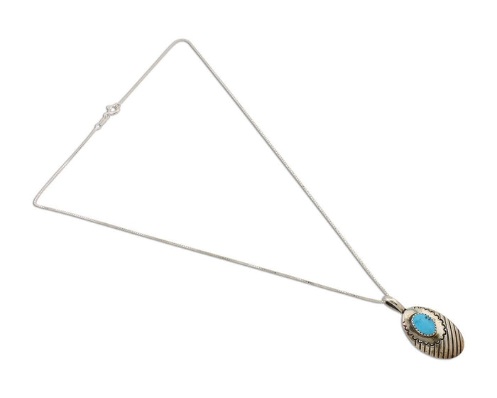 Navajo Necklace Pendant 925 Silver Turquoise Native American Artist C.80's