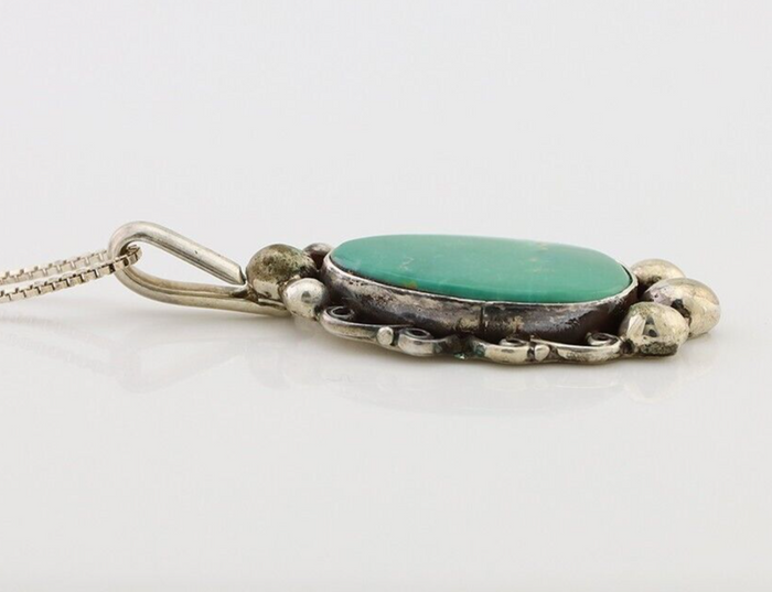 Navajo Necklace Pendant 925 Silver Turquoise Signed Billy Eagle C.80's