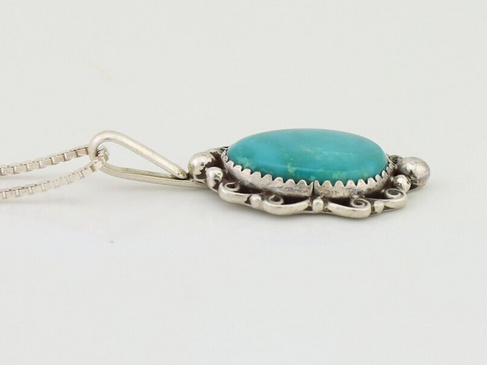 Navajo Necklace Pendant 925 Silver Turquoise Signed Billy Eagle C.80's