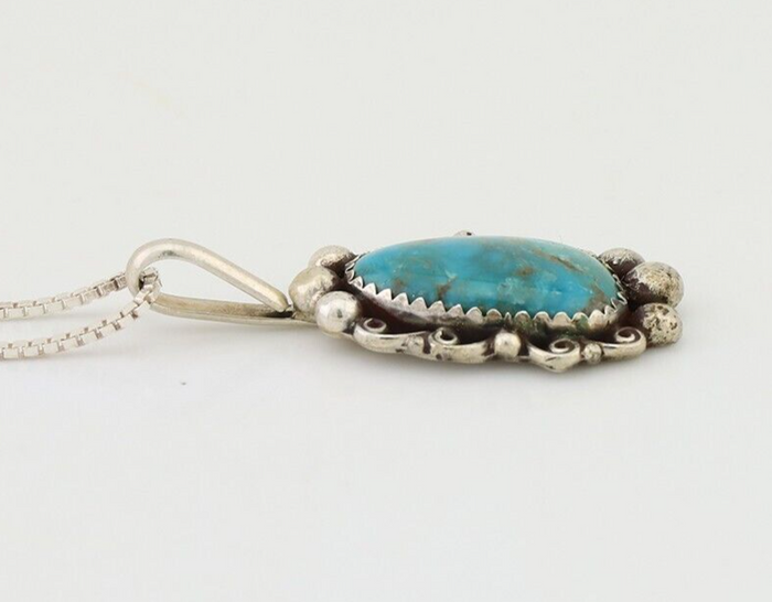 Navajo Necklace Pendant 925 Silver Turquoise Signed Billy Eagle C.80's