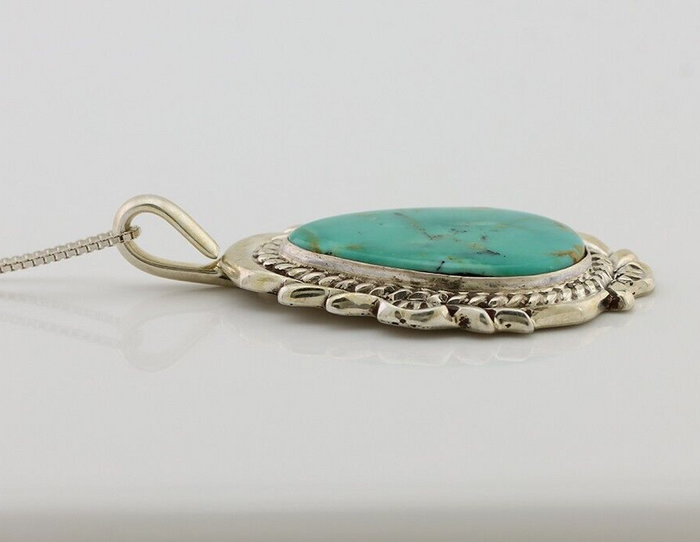 Navajo Necklace Pendant 925 Silver Turquoise Signed Billy Eagle C.80's