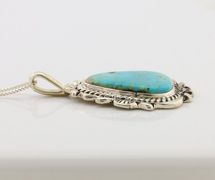 Navajo Necklace Pendant 925 Silver Turquoise Signed Billy Eagle C.80's