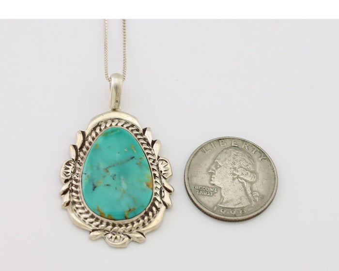 Navajo Necklace Pendant 925 Silver Turquoise Signed Billy Eagle C.80's