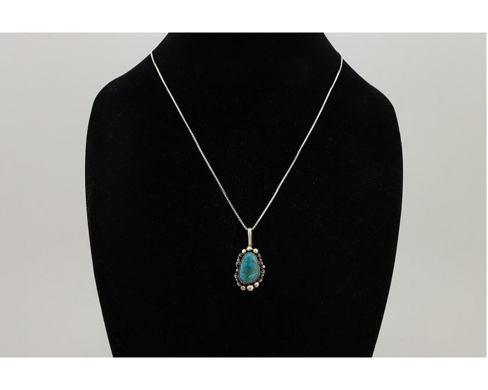 Navajo Necklace Pendant 925 Silver Turquoise Signed Billy Eagle C.80's