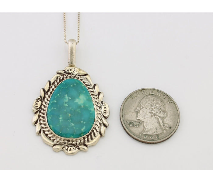 Navajo Necklace Pendant 925 Silver Turquoise Signed Billy Eagle C.80's