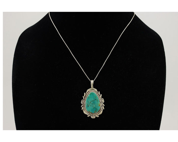 Navajo Necklace Pendant 925 Silver Turquoise Signed Billy Eagle C.80's