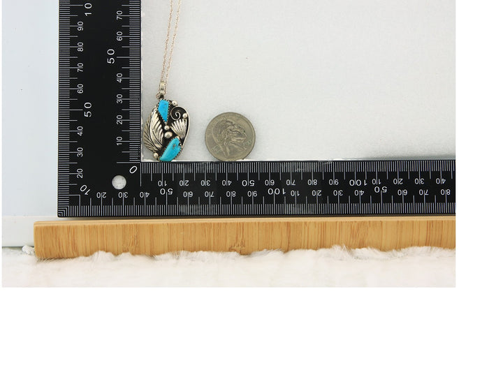 Navajo Necklace Sterling Silver Authentic Natural Turquoise Vintage Signed PM