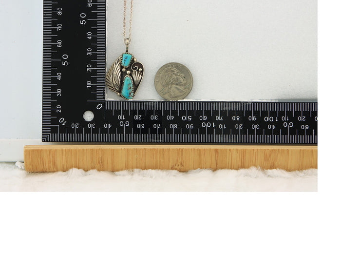 Navajo Necklace Sterling Silver Authentic Natural Turquoise Vintage Signed PM