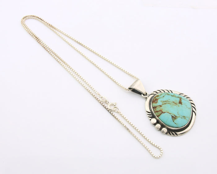 Navajo Necklace Sterling Silver Authentic Turquoise Vintage Signed Sunrise