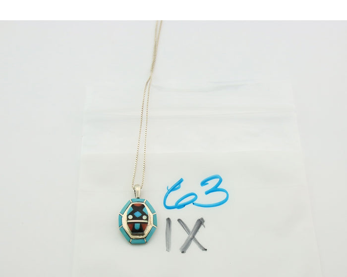 Navajo Necklace Sterling Silver Gmestone Authentic Signed W. Quam