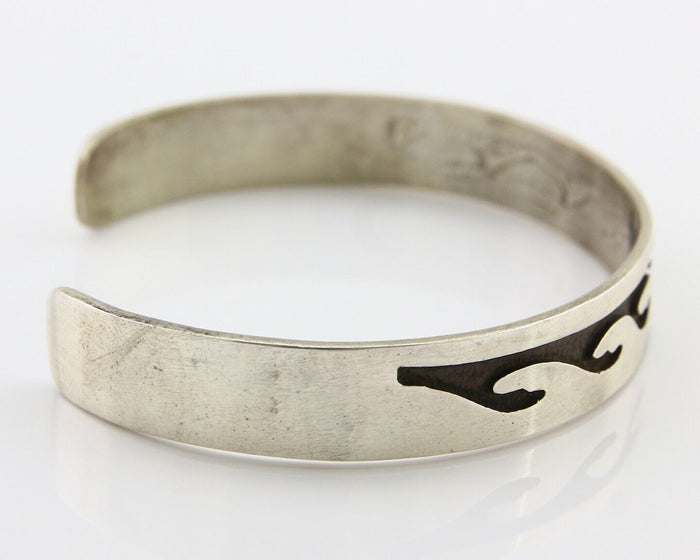 Navajo Overlay Cuff Bracelet .925 Silver Artist Signed C.80's