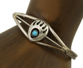 Navajo Paw Bracelet 925 Silver Blue Turquoise Native American Artist C.80's