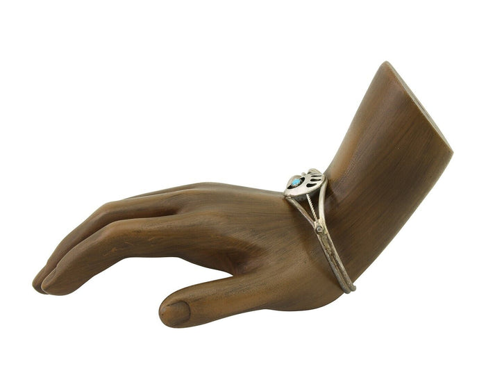 Navajo Paw Bracelet 925 Silver Blue Turquoise Native American Artist C.80's