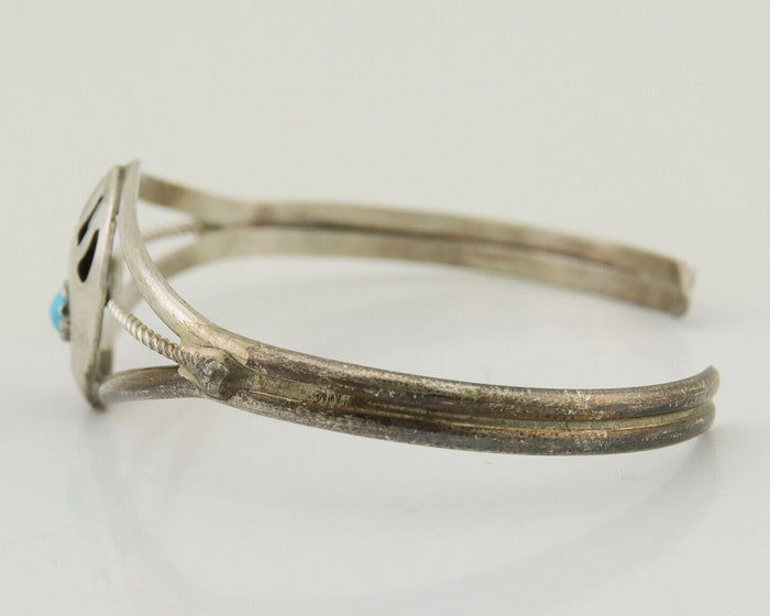 Navajo Paw Bracelet 925 Silver Blue Turquoise Native American Artist C.80's